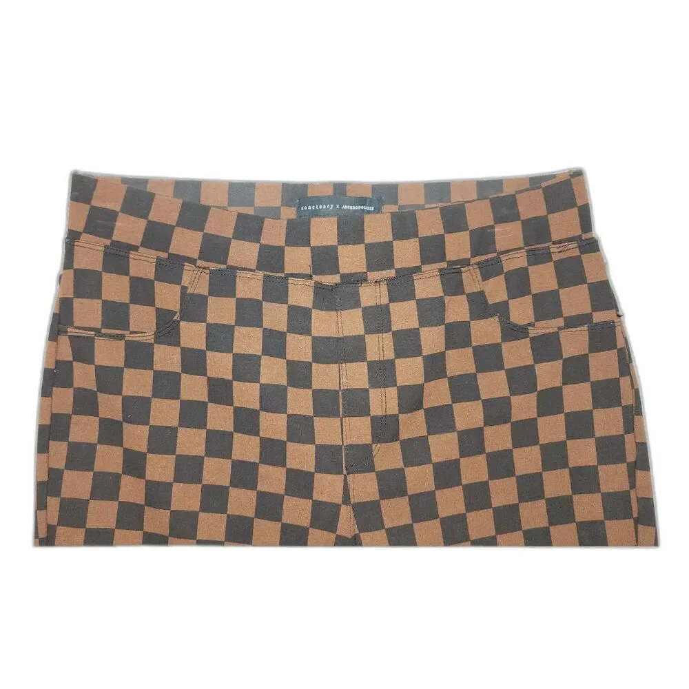 Sanctuary X Anthropologie Brown & Black Checkered Leggings Size S - Picture 9 of 9